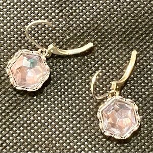 Napier French Wire Hexagon Dangling Drop Earrings w Palest Lavender Gem Dainty